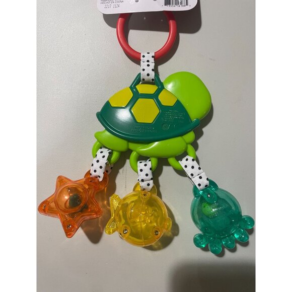 Infantino Turtle Jingle Sea Charms Baby Teether & Rattle With Polka Dot Straps - Picture 4 of 6